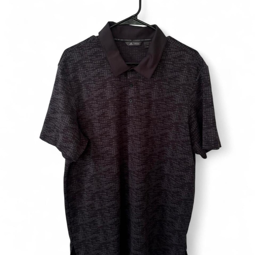 adidas Black Patterned Polo Shirt